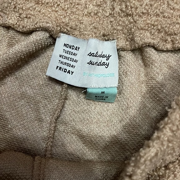 ANTHROPOLOGIE Saturday/Sunday Victoria Tan Sherpa Wide Leg Pants SHIPS SAME DAY - Picture 3 of 7